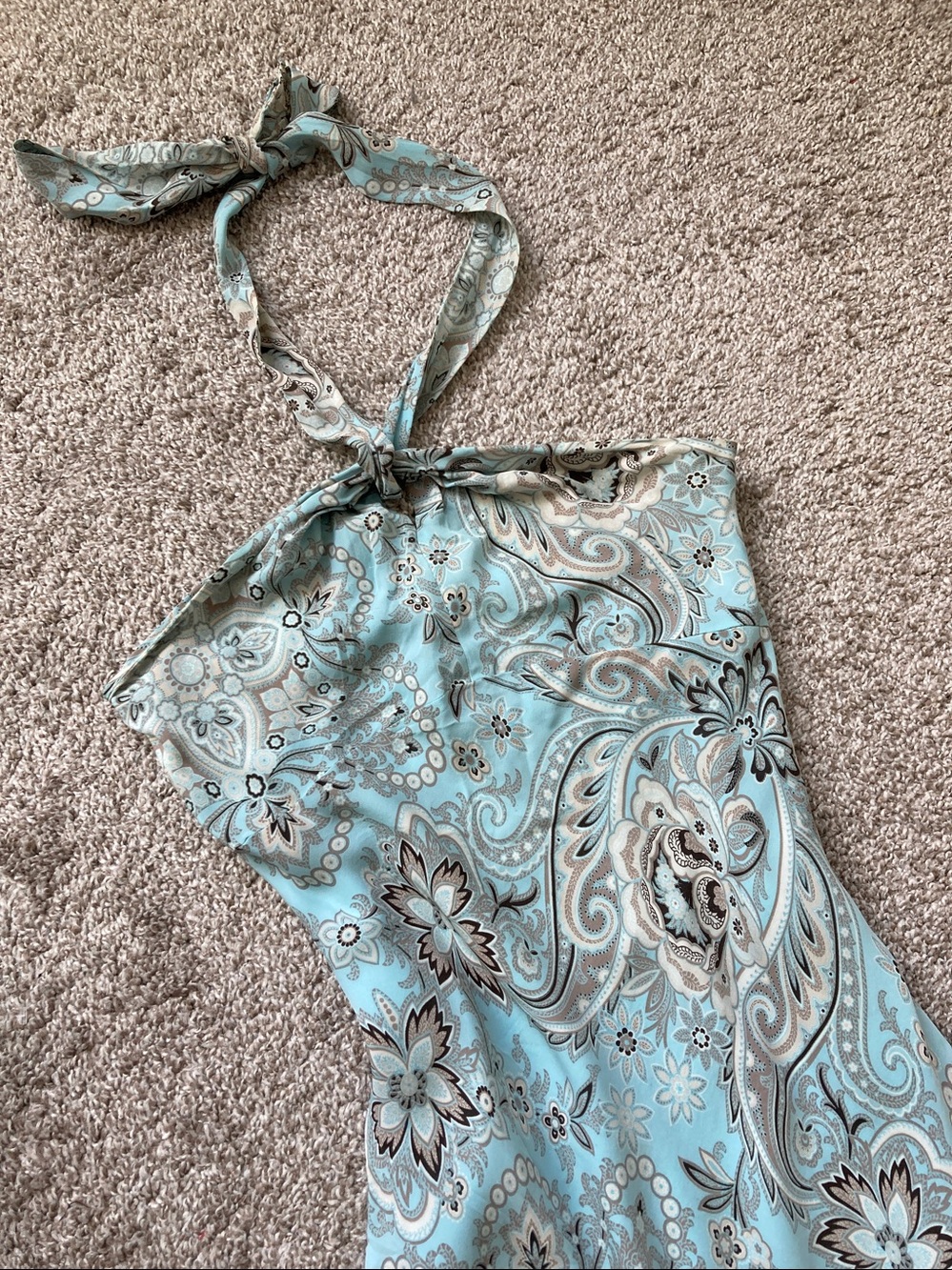 Vintage Y2K Ann Taylor silk bias cut halter tie neck paisley floral dress sz 6 - Picture 5 of 15